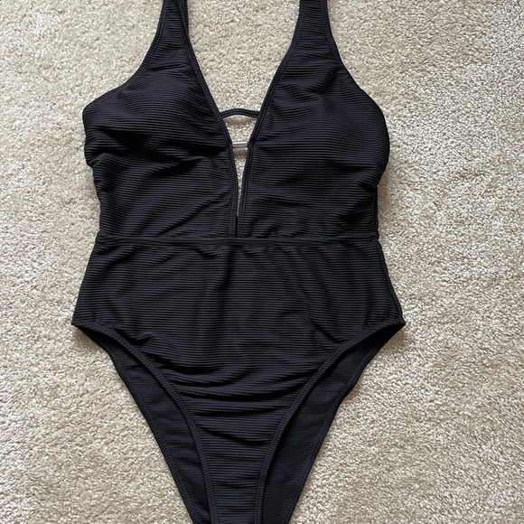 Open Back - Plunging One Piece Swimsuit - Picture 3 of 3